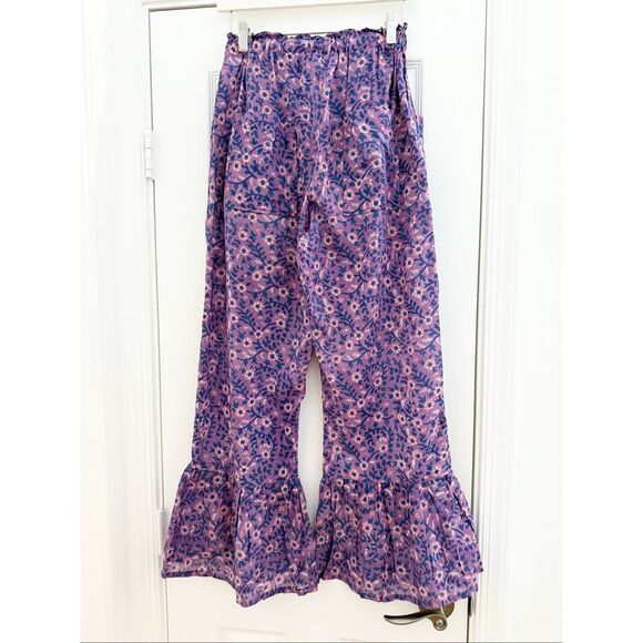 India Collection Emerson Fry Organic Cotton Violet Wildflower Ruffle Pants S - Picture 3 of 6